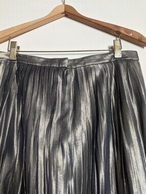 TORY BURCH  Metallic Silver Circle Skirt